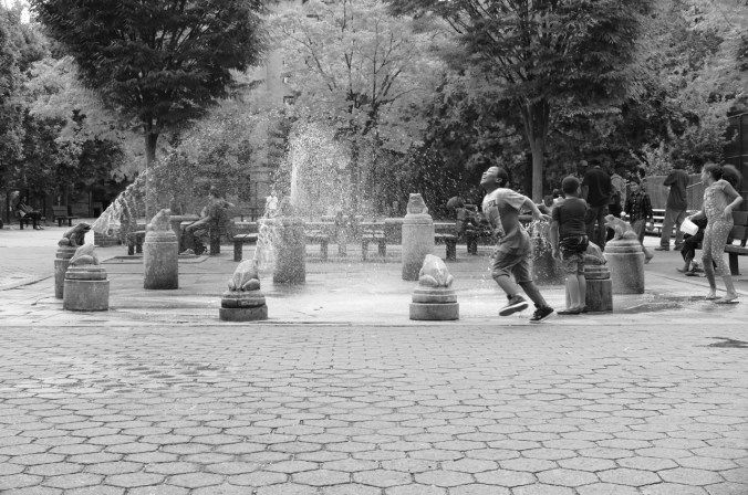 Fun on a hot day at Nelson Playground in the Bronx.